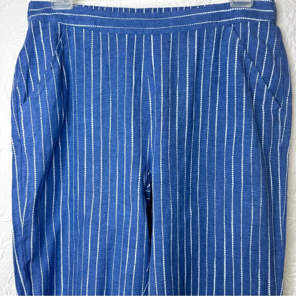 Habitat Linen Cotton Vertical Rope Stripe Wide Leg Crop Pants - Picture 7 of 13